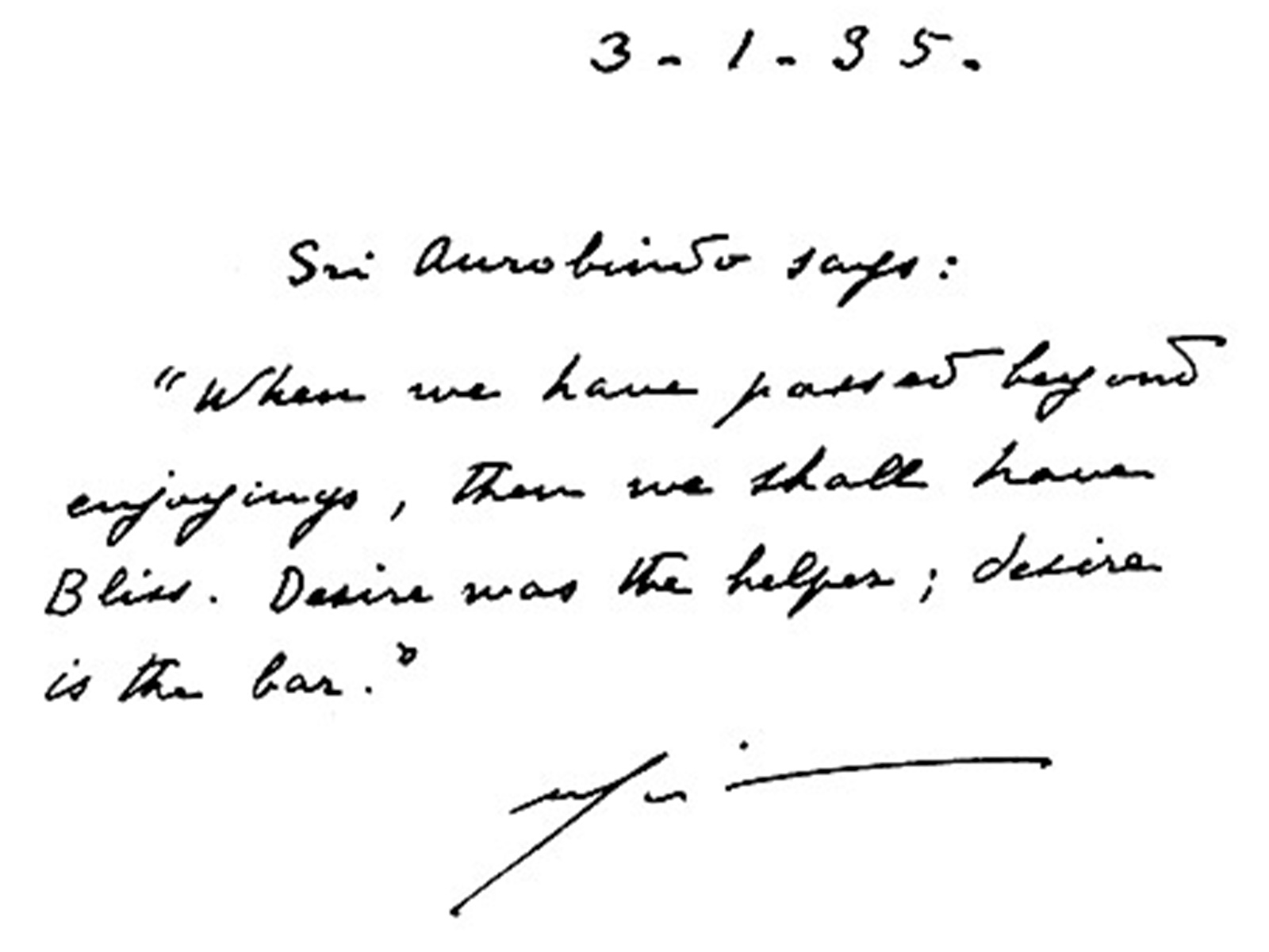 handwritten by The Mother